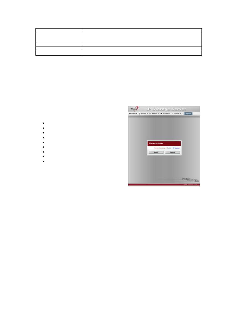 Language selection | Thecus Technology 1U4500R User Manual | Page 19 / 71