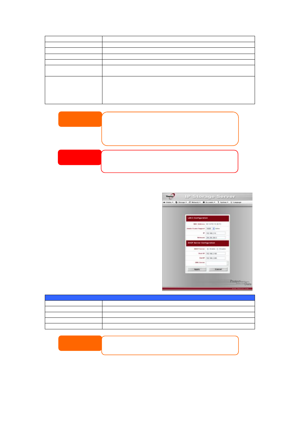 Lan configuration, Warning | Thecus Technology 1U4500R User Manual | Page 31 / 71