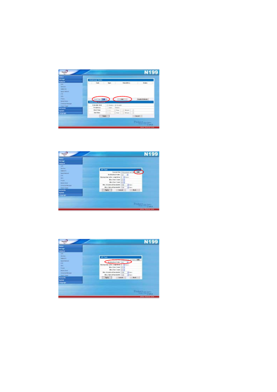 Adding a bt task | Thecus Technology Thecus N199 User Manual | Page 49 / 94