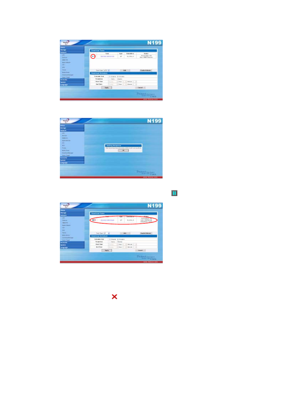Deleting tasks | Thecus Technology Thecus N199 User Manual | Page 51 / 94