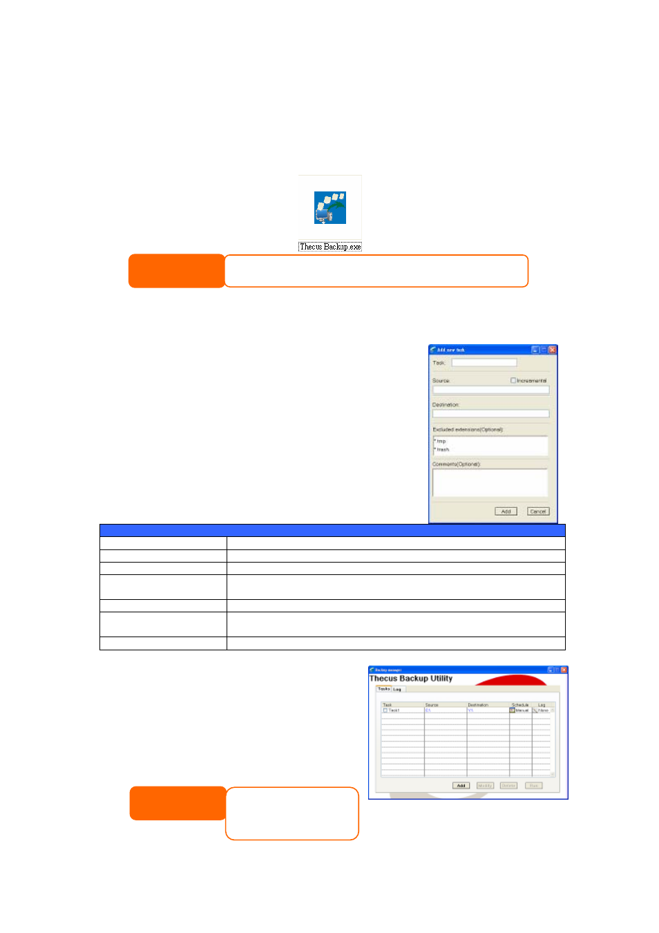 Thecus backup utility, Windows xp data backup | Thecus Technology Thecus N199 User Manual | Page 72 / 94