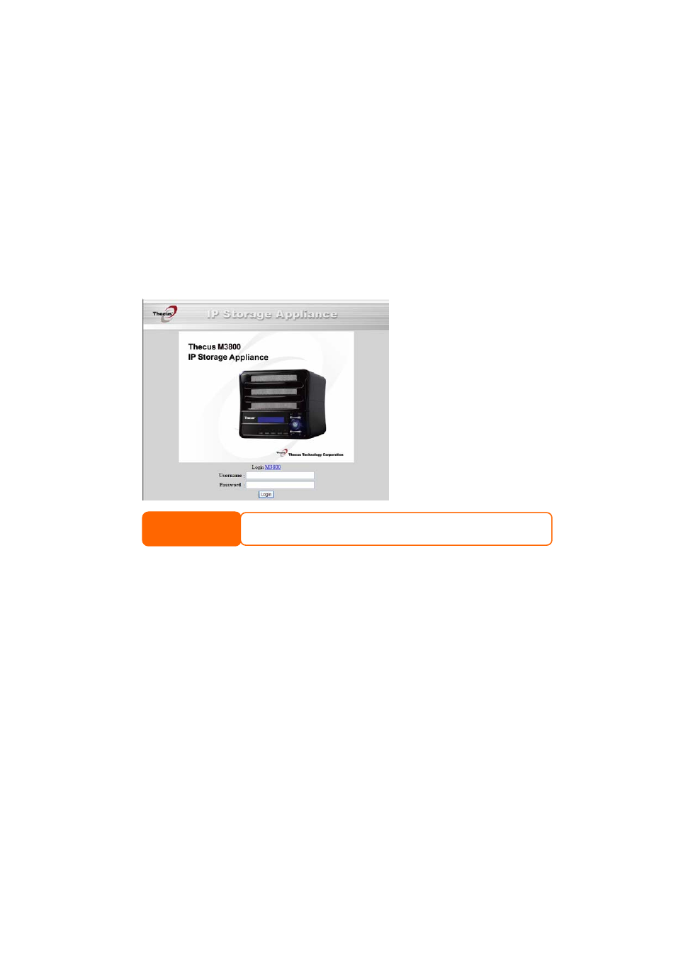 Chapter 4: system management, Overview, Web administration interface | User name: admin, Password: admin | Thecus Technology M3800 User Manual | Page 21 / 104