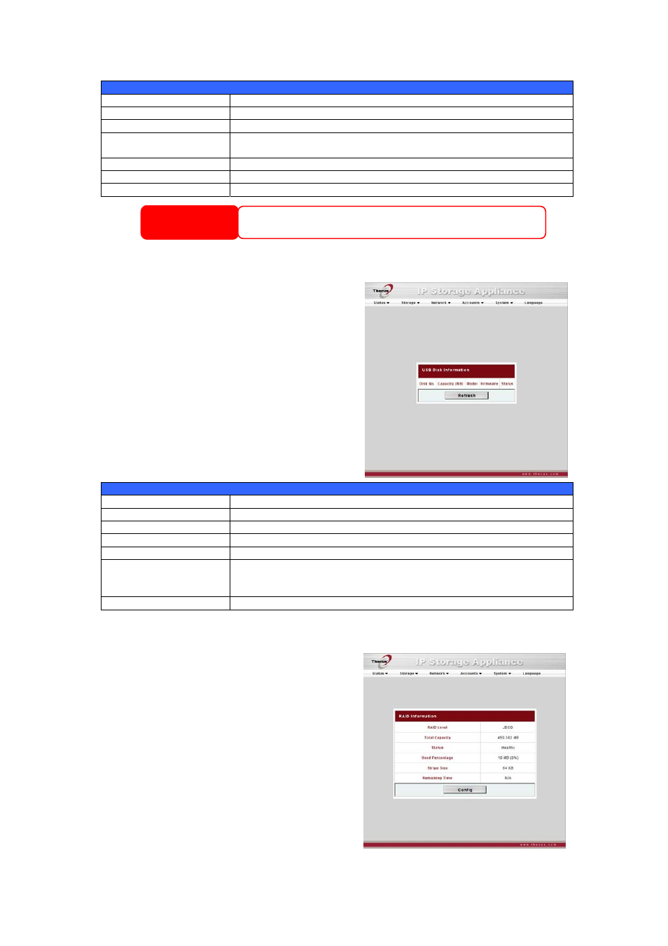 Usb disk information, Raid information, Warning | Thecus Technology M3800 User Manual | Page 26 / 104