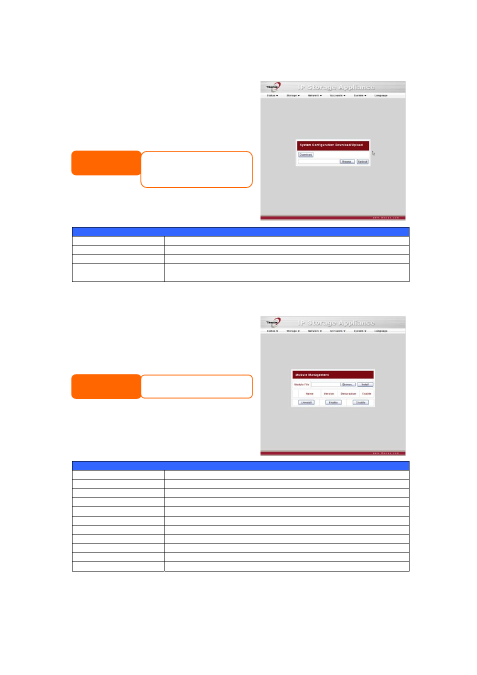 System configuration backup and restore, Module management | Thecus Technology M3800 User Manual | Page 44 / 104
