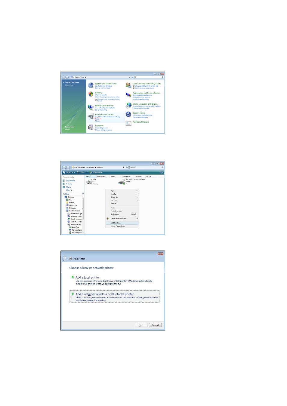 Windows vista, Open printer folder from the control panel | Thecus Technology M3800 User Manual | Page 69 / 104
