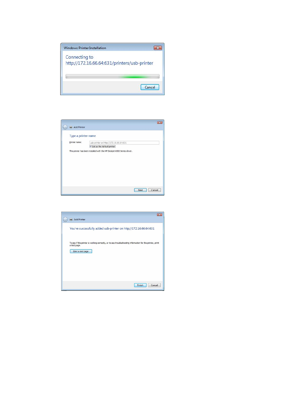 Windows will attempt to connect to the printer, Done! click finish | Thecus Technology M3800 User Manual | Page 71 / 104