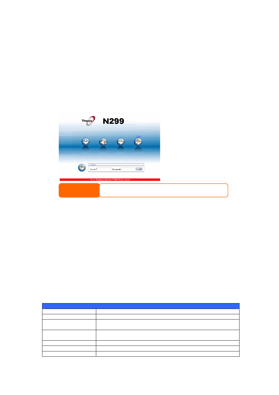 Overview, Web administration interface, User name: admin | Password: admin, Menu bar, Chapter 3: system configuration | Thecus Technology N299 User Manual | Page 20 / 94