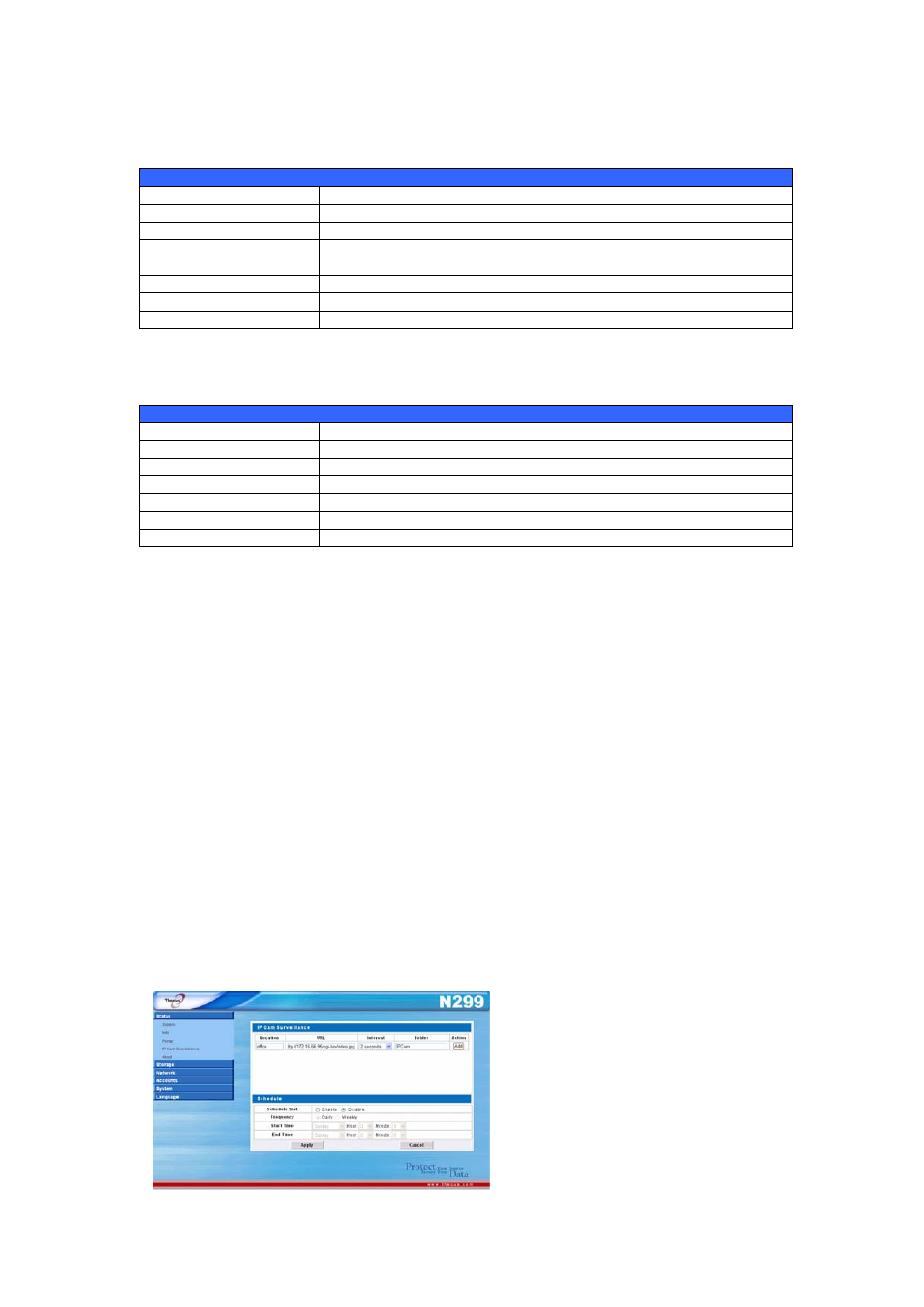 Ip cam configuration, Step 1: connect the ip cam to the n299 | Thecus Technology N299 User Manual | Page 57 / 94