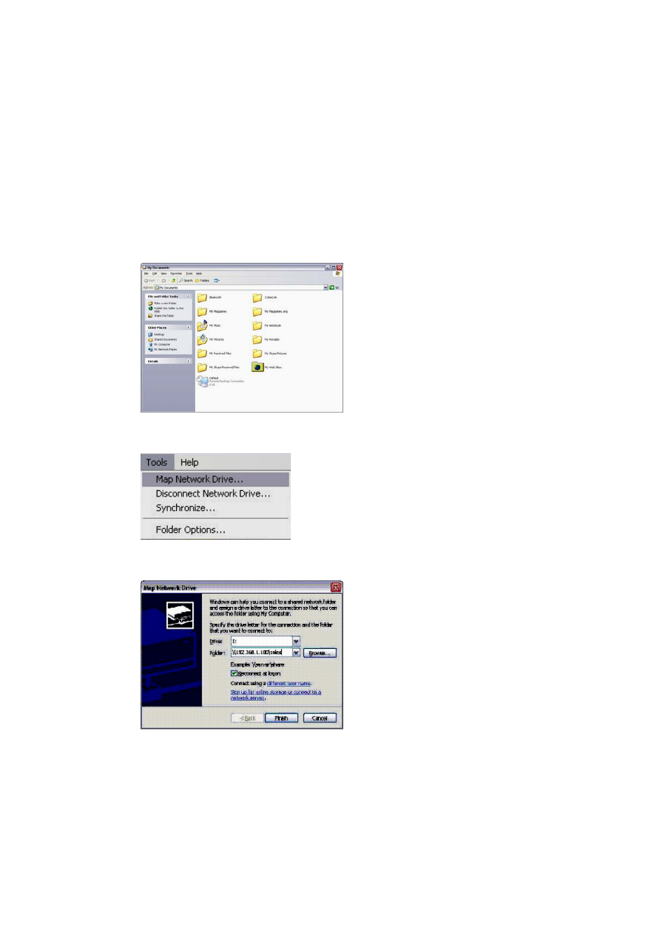 Chapter 6: tips and tricks, Mapping a client pc to the n299, Windows | Go to the my computer folder in windows, The map network drive window appears, Assign a drive letter for the share folder | Thecus Technology N299 User Manual | Page 76 / 94