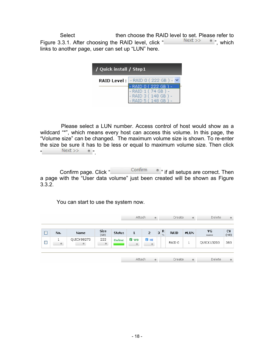 Figure 3.3.1, Done. you can start to use the system now, Figure 3.3.2 | Thecus Technology i Series User Manual | Page 18 / 91