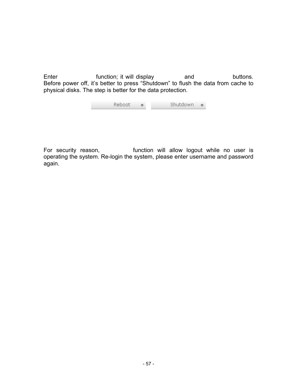 5 shutdown, Figure 3.8.5.1, 9 logout | Thecus Technology i Series User Manual | Page 57 / 91