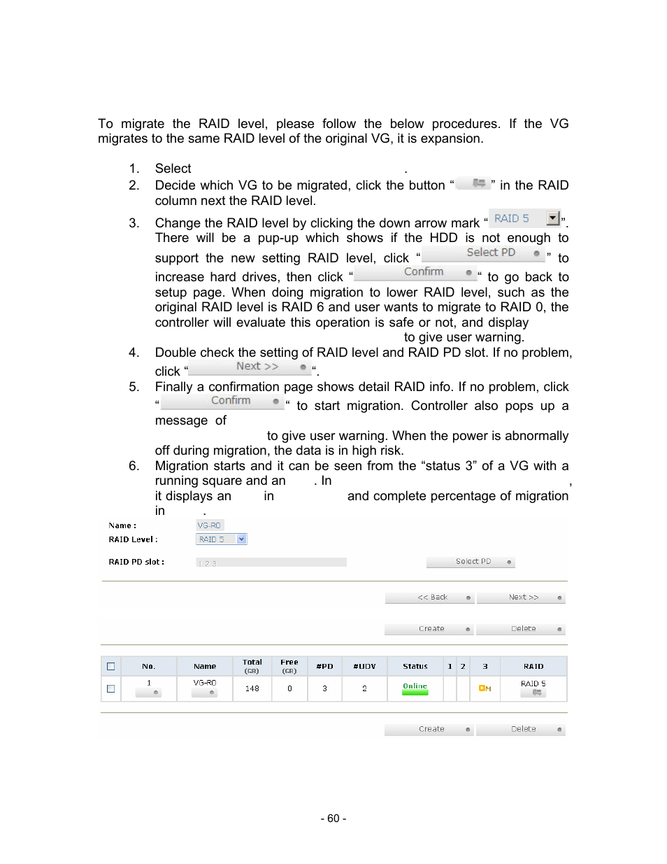 2 vg migration and expansion, Select “/ volume config / volume group, Figure 4.2.1 | Figure 4.2.2 | Thecus Technology i Series User Manual | Page 60 / 91