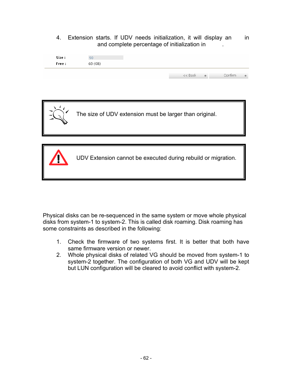 Figure 4.3.1, Figure 4.3.1: extend udv-r0 from 80gb to 90gb.), 4 disk roaming | Ole_link3 | Thecus Technology i Series User Manual | Page 62 / 91