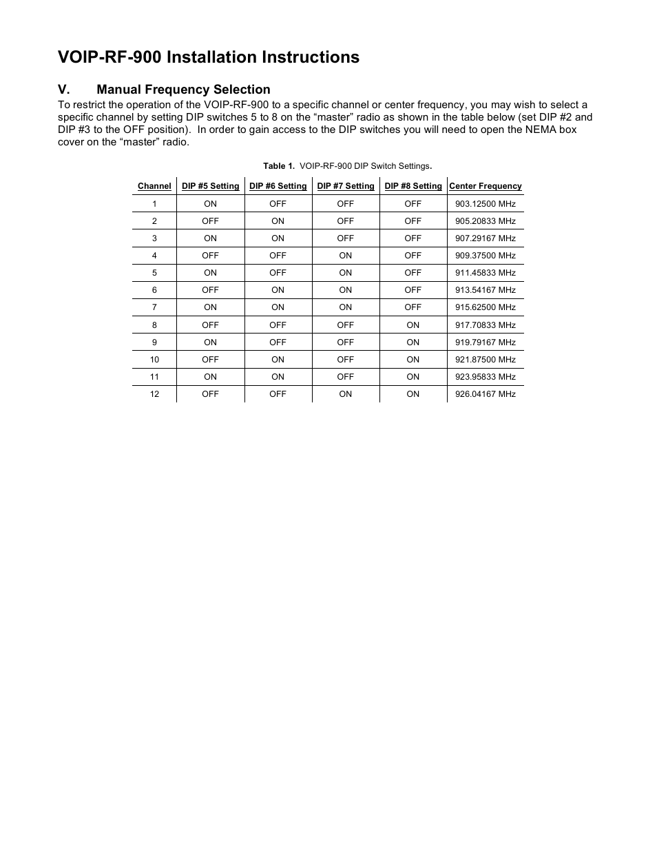 Voip-rf-900 installation instructions, V. manual frequency selection | Talk electronic VOIP-RF-900 User Manual | Page 2 / 4