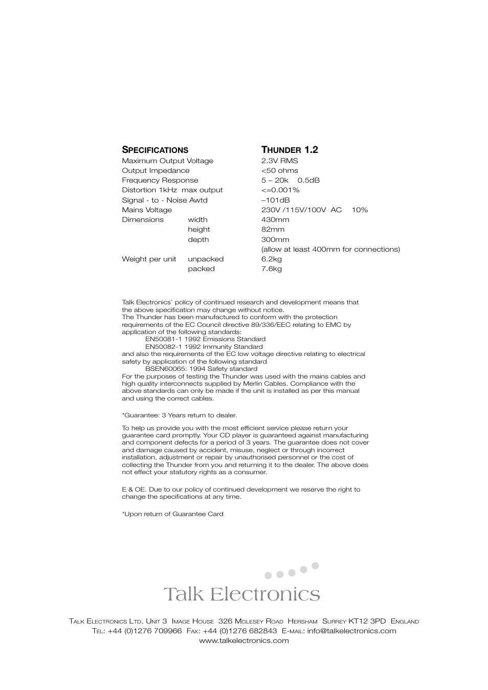 Talk electronics | Talk electronic 2.2 User Manual | Page 6 / 7