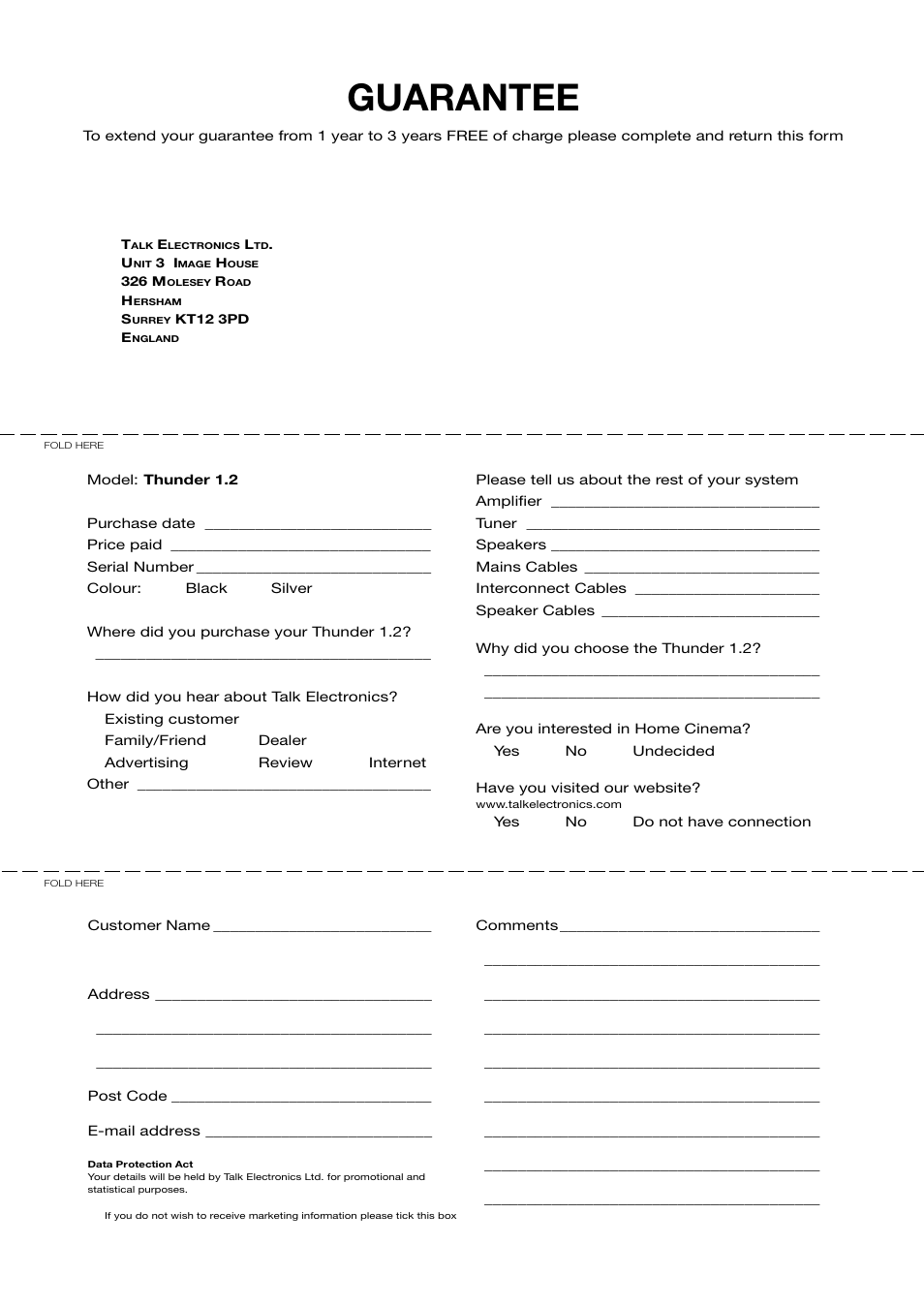 Guarantee | Talk electronic 2.2 User Manual | Page 7 / 7