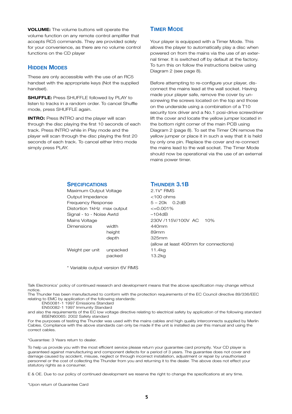 Talk electronic Thunder 3.1B User Manual | Page 5 / 11