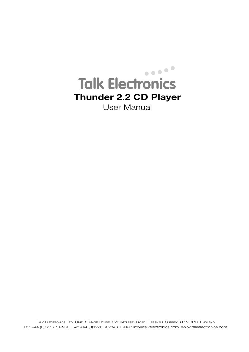 Talk electronic Thunder 2.2 User Manual | 11 pages