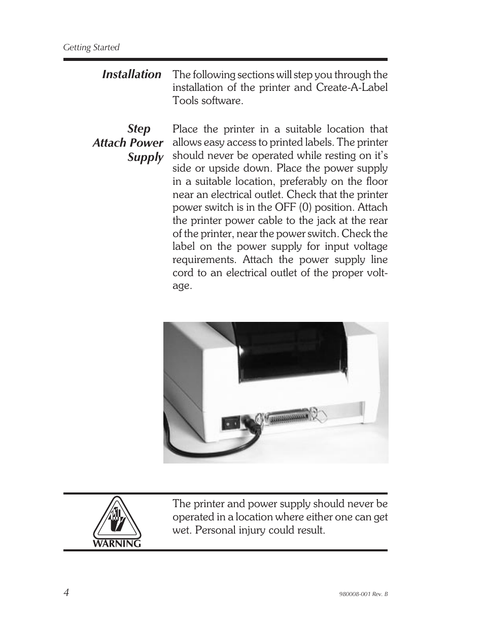 Installation 4, Installation | The Eltron Company LP2122 User Manual | Page 10 / 48