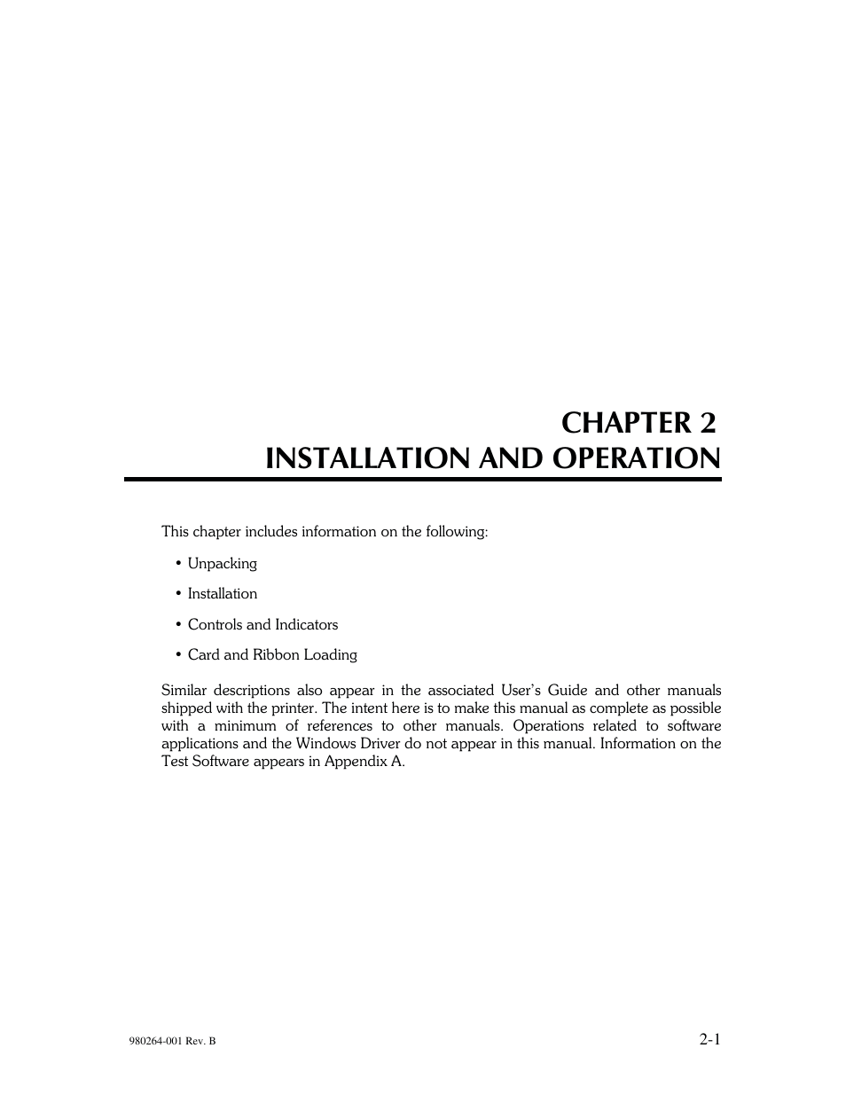 Chapter 2 installation and operation | The Eltron Company P310 User Manual | Page 15 / 112
