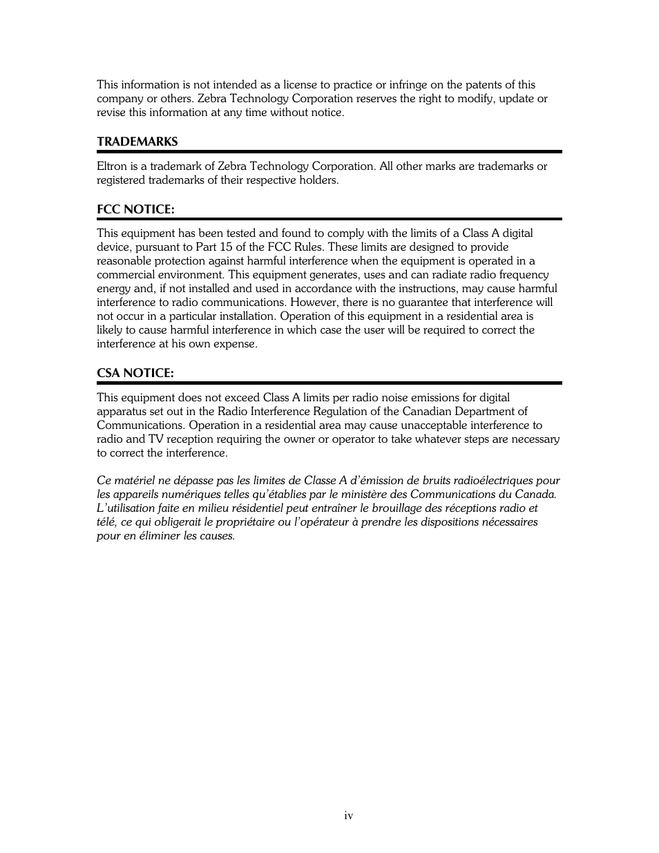 The Eltron Company P310 User Manual | Page 4 / 112