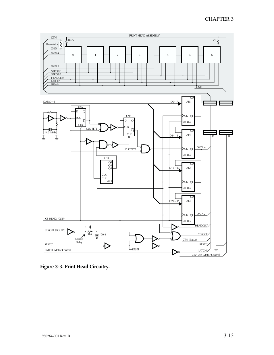 13 chapter 3, Figure 3-3. print head circuitry | The Eltron Company P310 User Manual | Page 41 / 112
