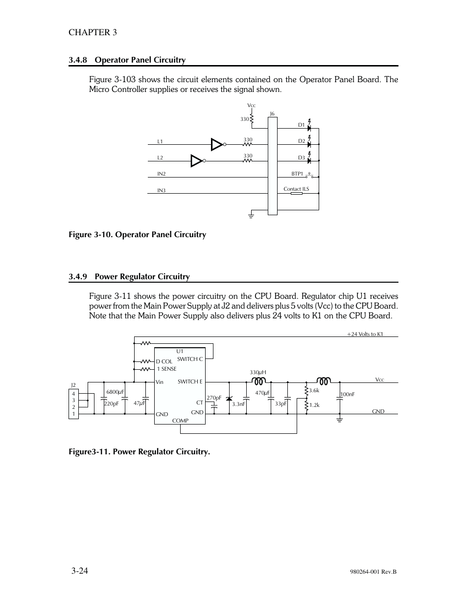 Chapter 3, Figure 3-10. operator panel circuitry, Figure3-11. power regulator circuitry | The Eltron Company P310 User Manual | Page 52 / 112