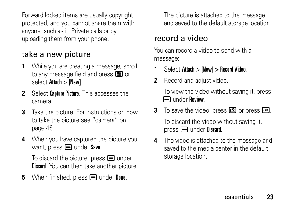 Take a new picture, Record a video | TELUS I465 User Manual | Page 27 / 106