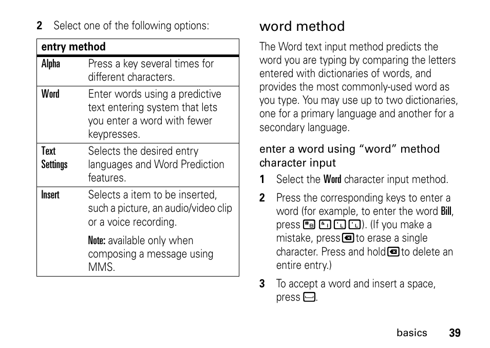 Word method | TELUS I465 User Manual | Page 43 / 106