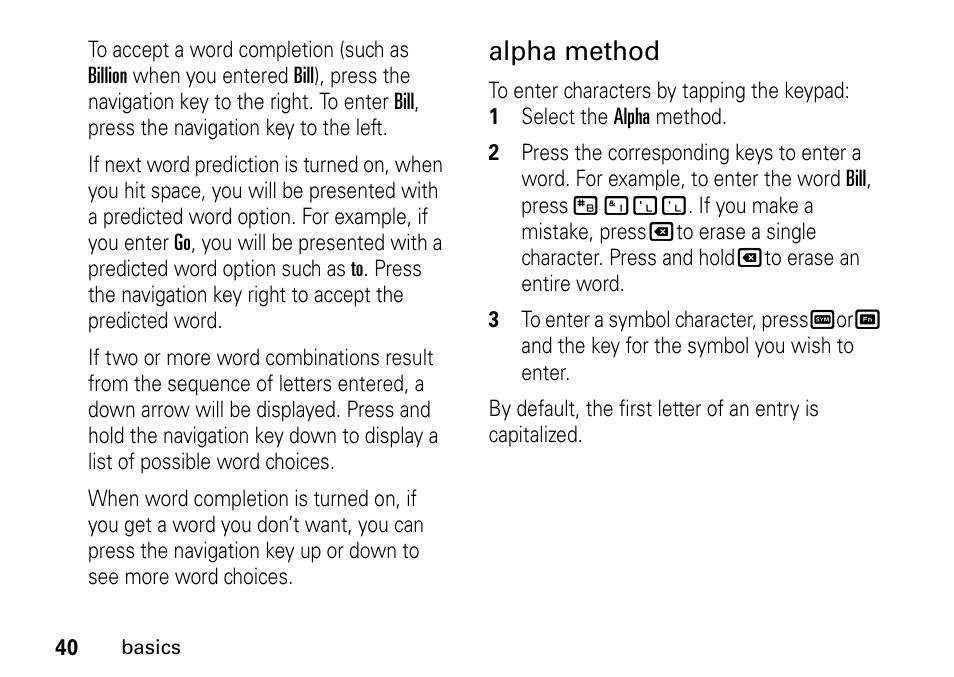 Alpha method | TELUS I465 User Manual | Page 44 / 106