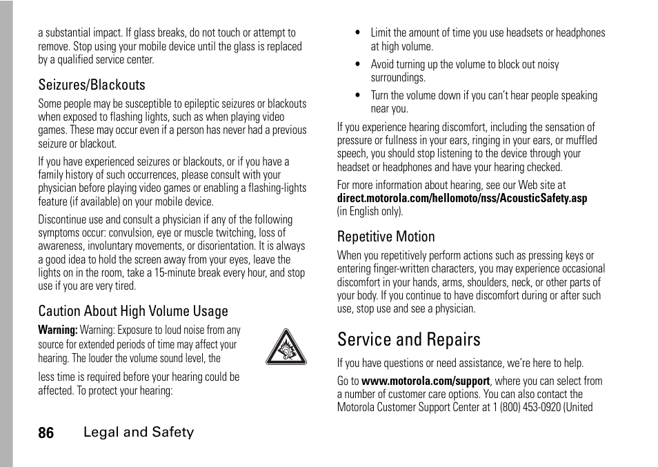 Service and repairs | TELUS I465 User Manual | Page 90 / 106