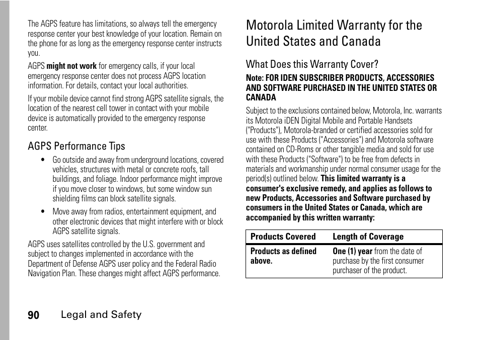 Motorola limited warranty for the, United states, And canada | TELUS I465 User Manual | Page 94 / 106