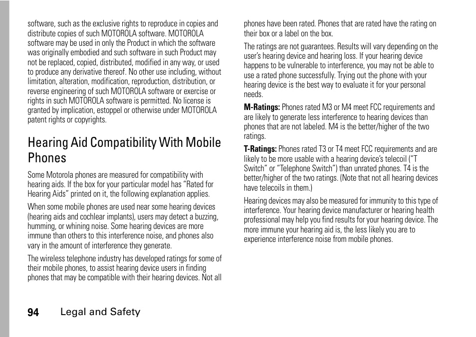 Hearing aid compatibility with mobile phones, Hearing aid, Compatibility with | Mobile phones | TELUS I465 User Manual | Page 98 / 106