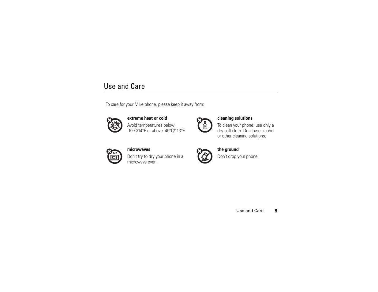 Use and care | TELUS I365 User Manual | Page 12 / 53