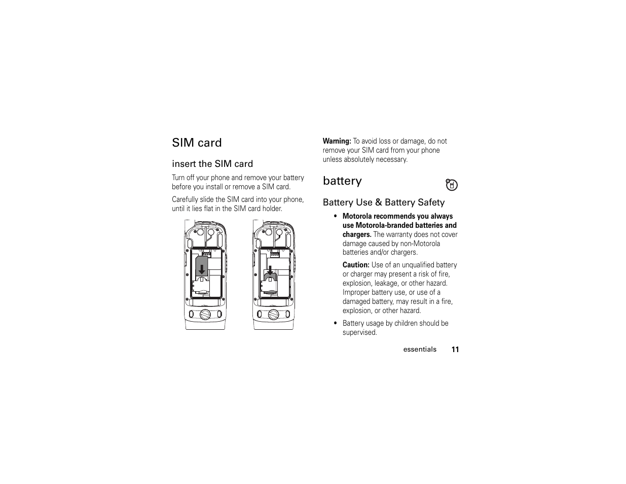 Sim card, Battery, Sim card battery | TELUS I365 User Manual | Page 14 / 53