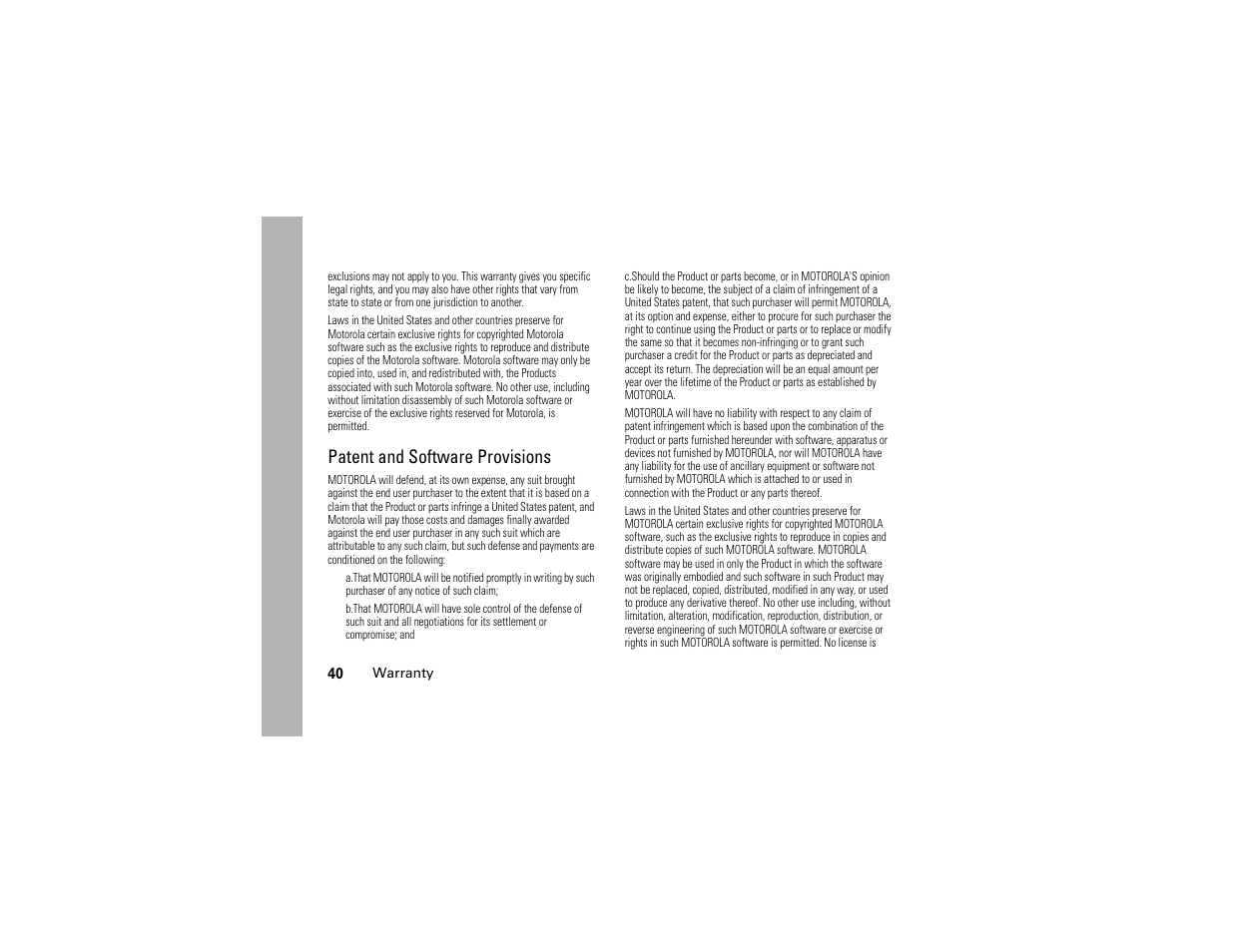 Patent and software provisions | TELUS I365 User Manual | Page 43 / 53