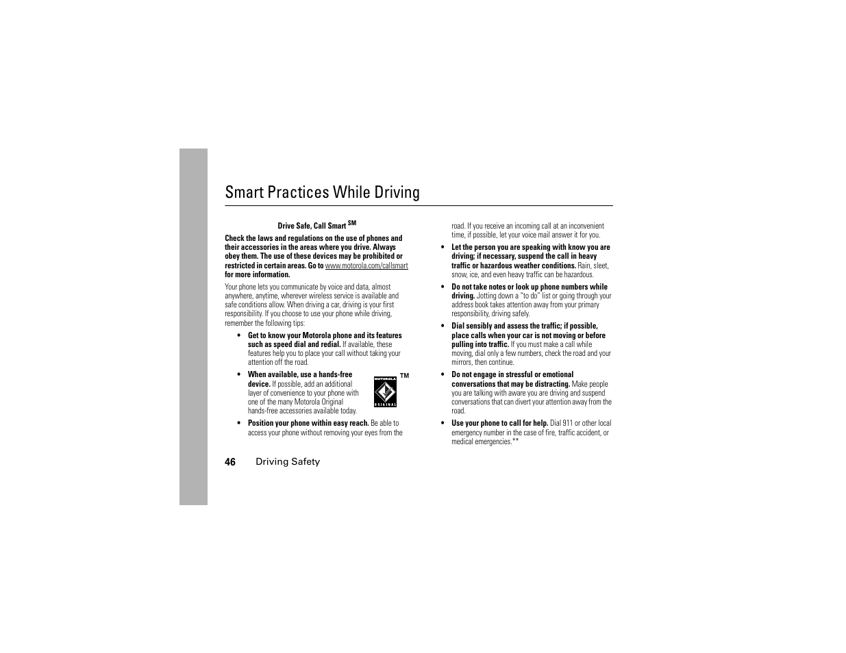 Smart practices while driving | TELUS I365 User Manual | Page 49 / 53