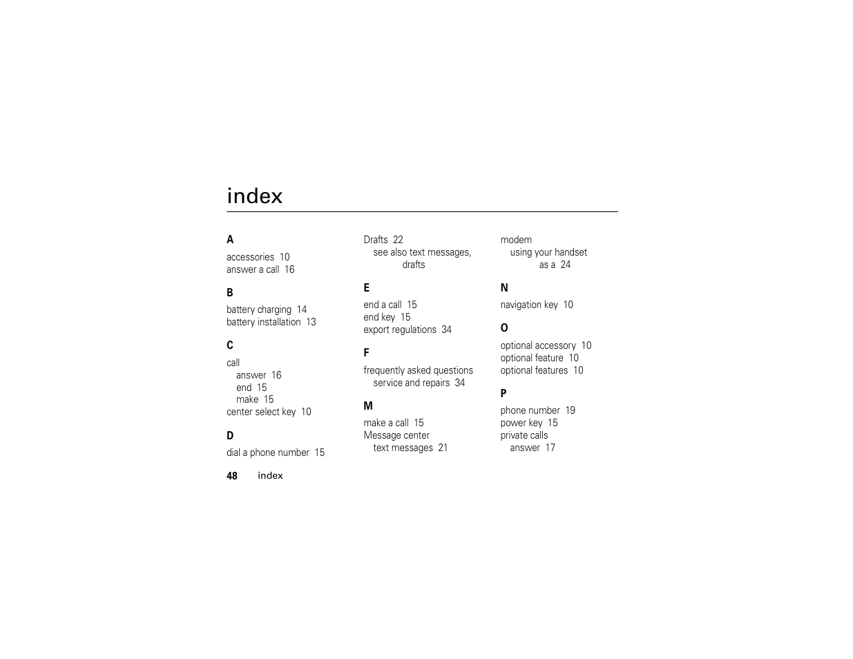 Index | TELUS I365 User Manual | Page 51 / 53