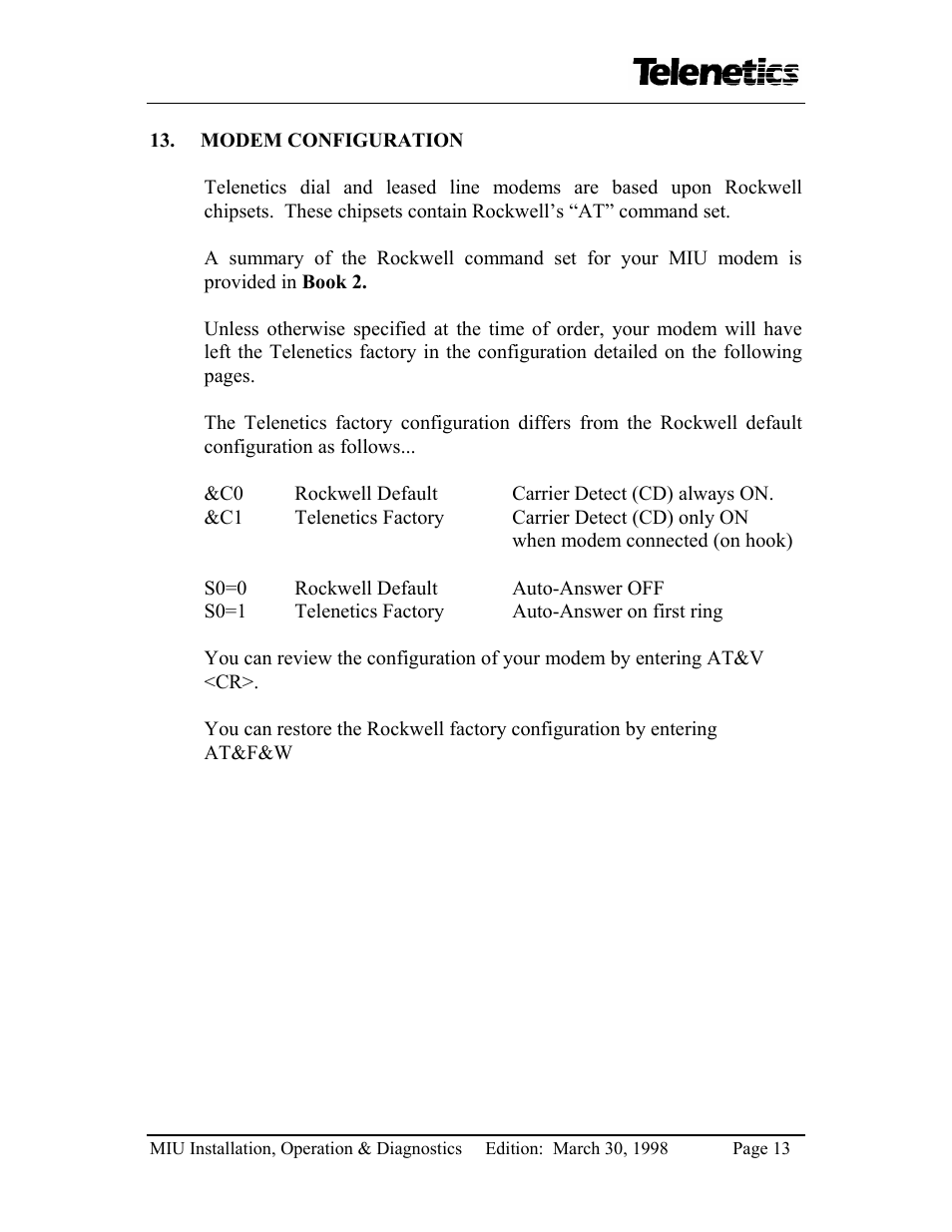 Telenetics MIU14.4 User Manual | Page 15 / 31