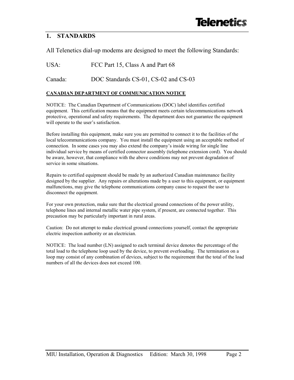 Telenetics MIU14.4 User Manual | Page 4 / 31