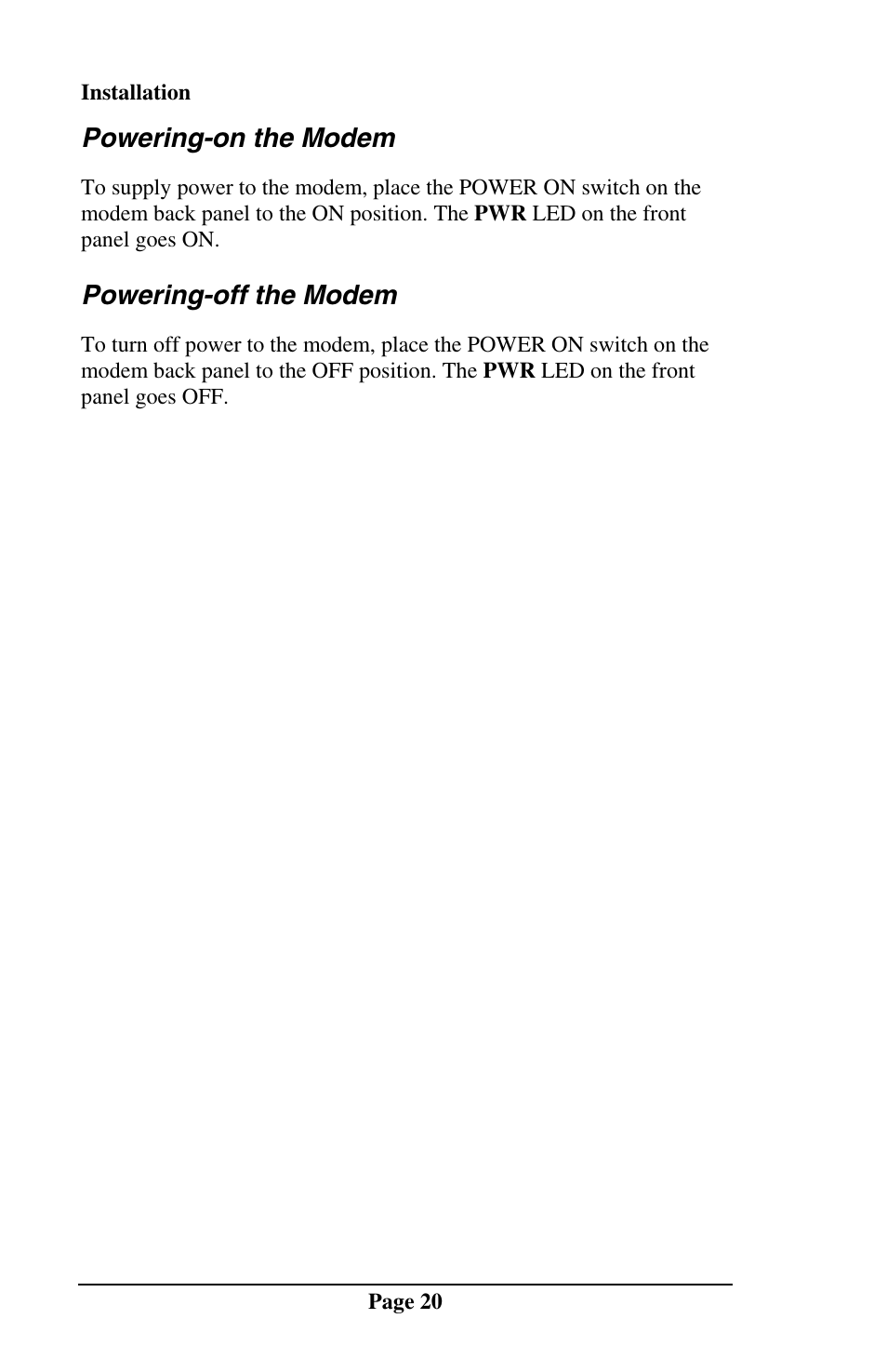 Powering-on the modem, Powering-off the modem | Telenetics MOT202TSA User Manual | Page 19 / 33