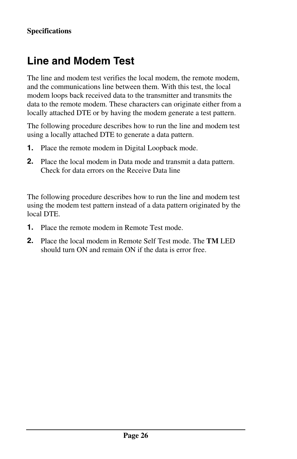 Line and modem test | Telenetics MOT202TSA User Manual | Page 25 / 33