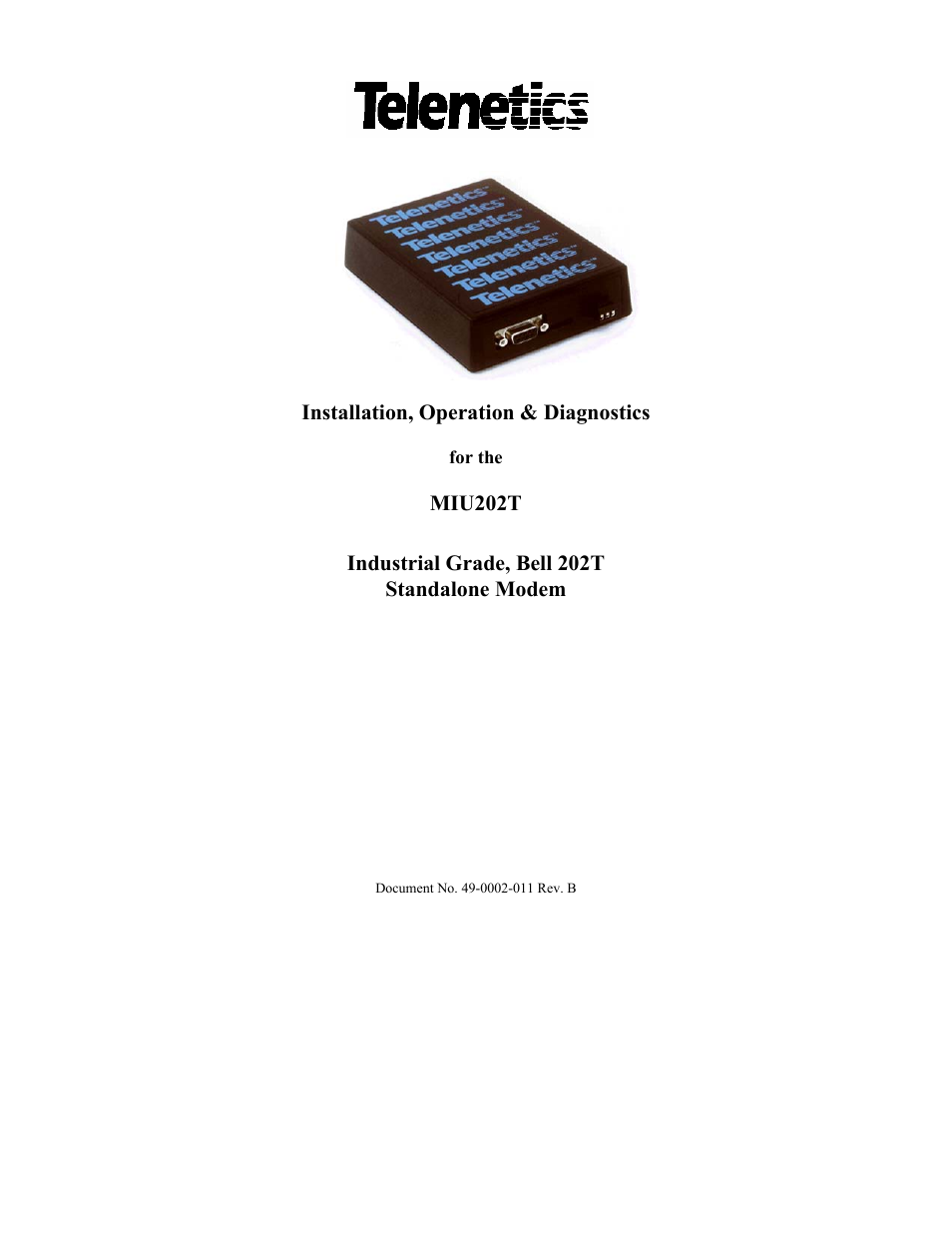 Telenetics MIU202T Modem User Manual | 25 pages