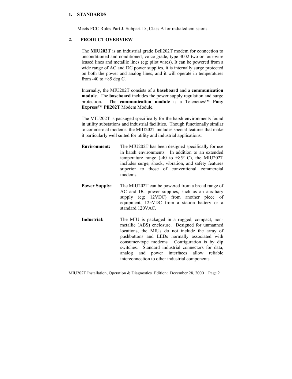 Telenetics MIU202T Modem User Manual | Page 4 / 25