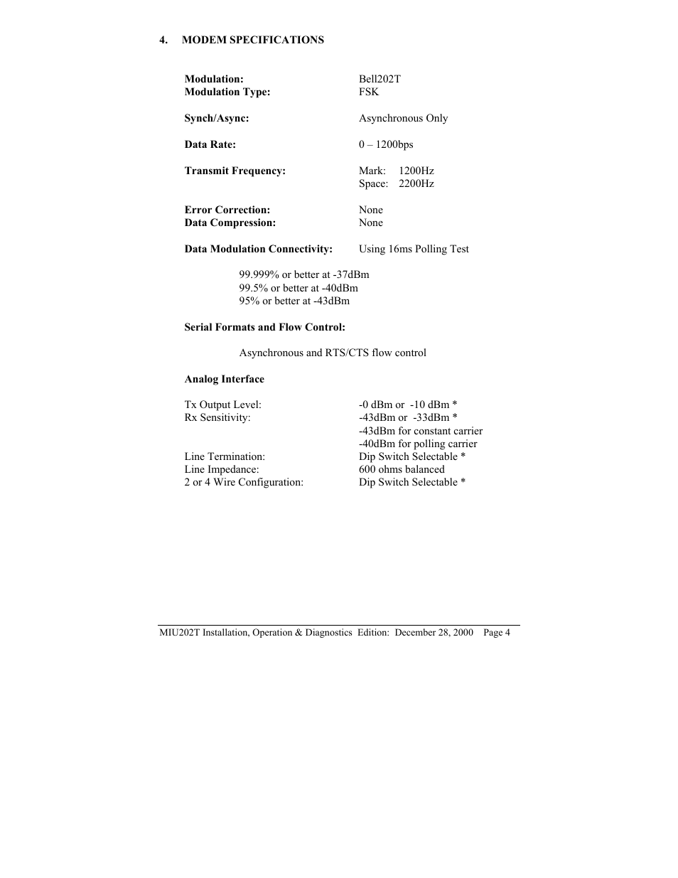 Telenetics MIU202T Modem User Manual | Page 6 / 25