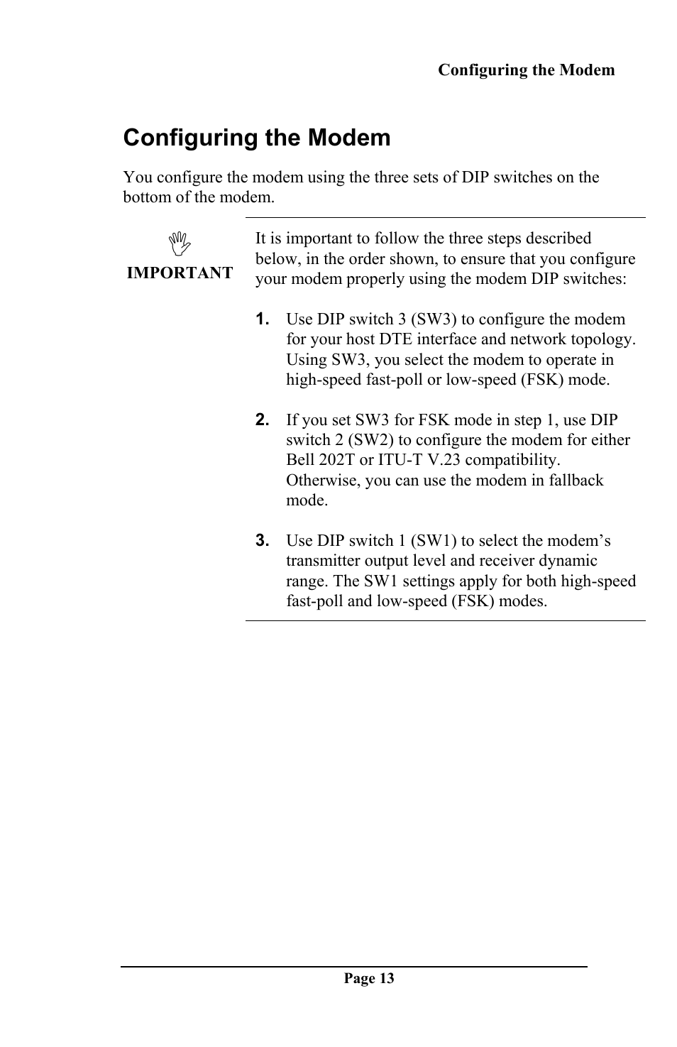 Configuring the modem | Telenetics DSP 9612 User Manual | Page 12 / 44