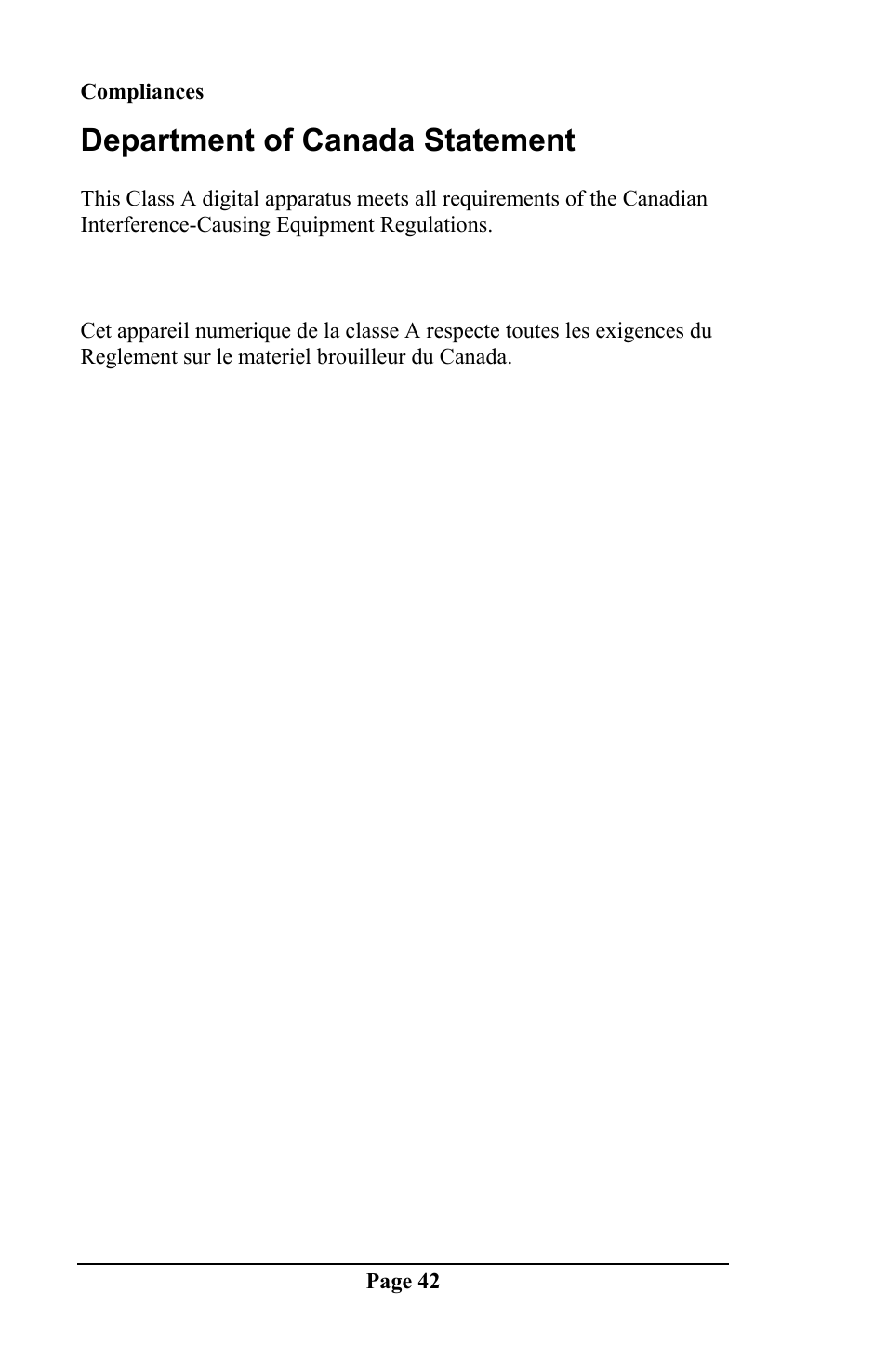 Department of canada statement | Telenetics DSP 9612 User Manual | Page 41 / 44