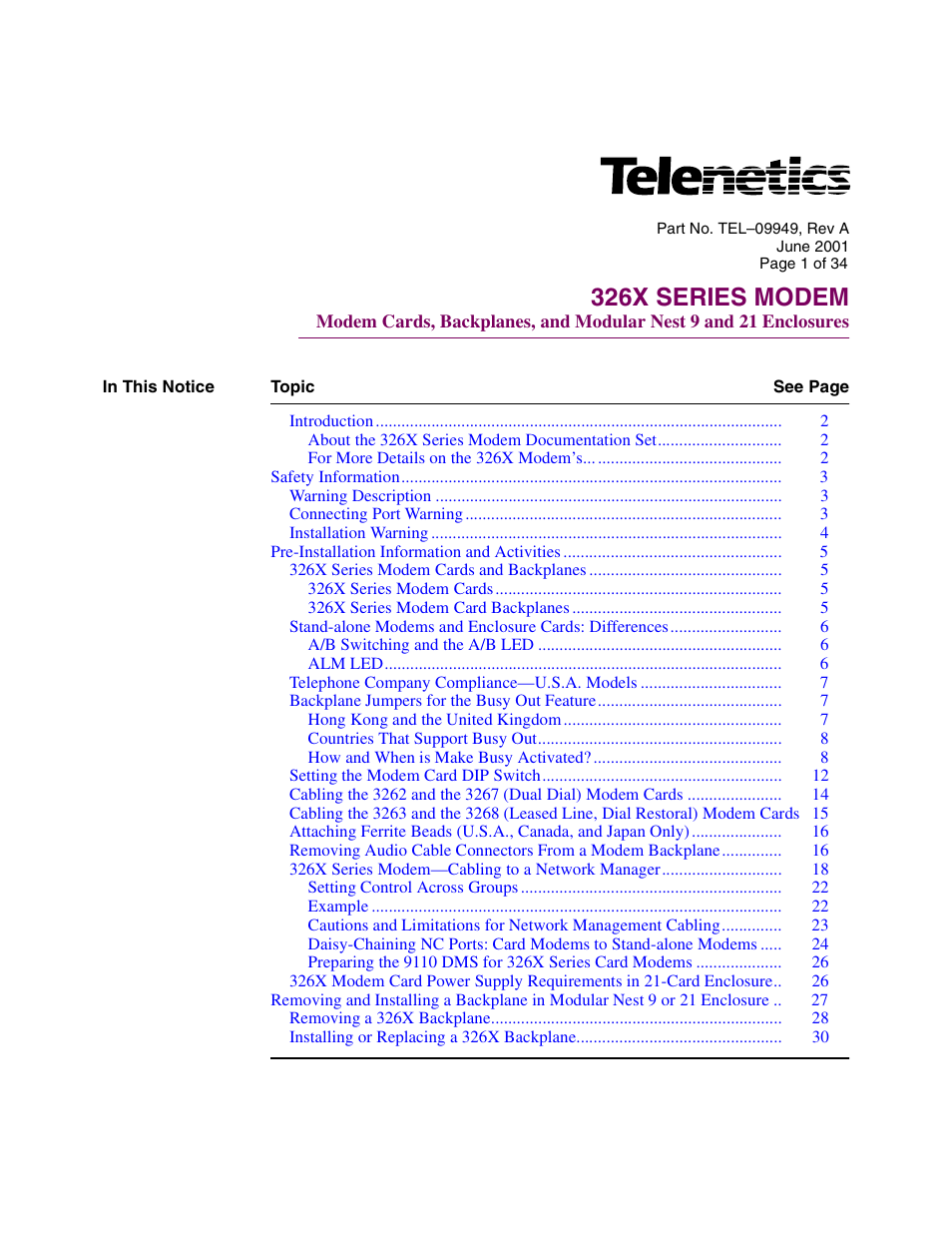 Telenetics Sunrise Series Modular Nest User Manual | 34 pages