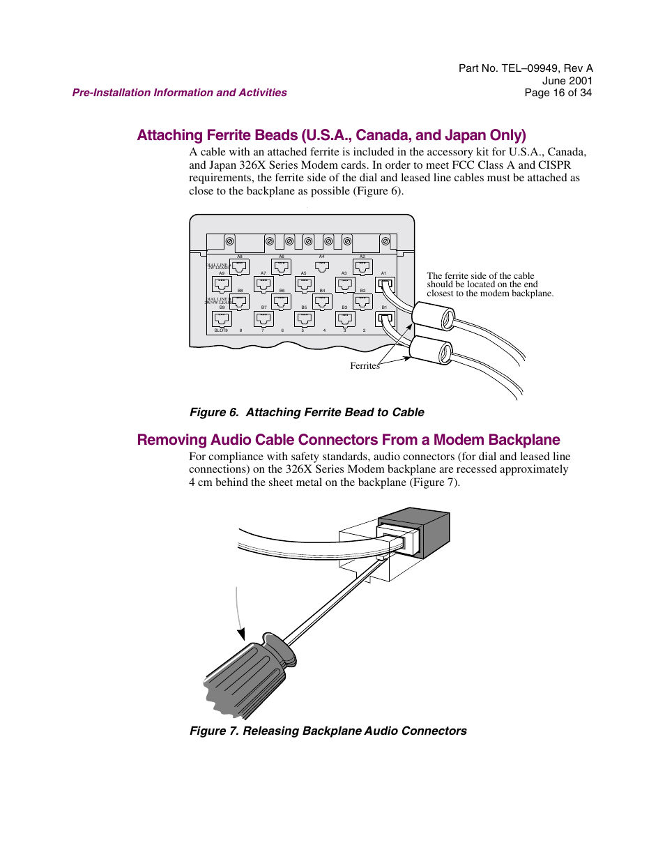 Figure 6. attaching ferrite bead to cable | Telenetics Sunrise Series Modular Nest User Manual | Page 16 / 34