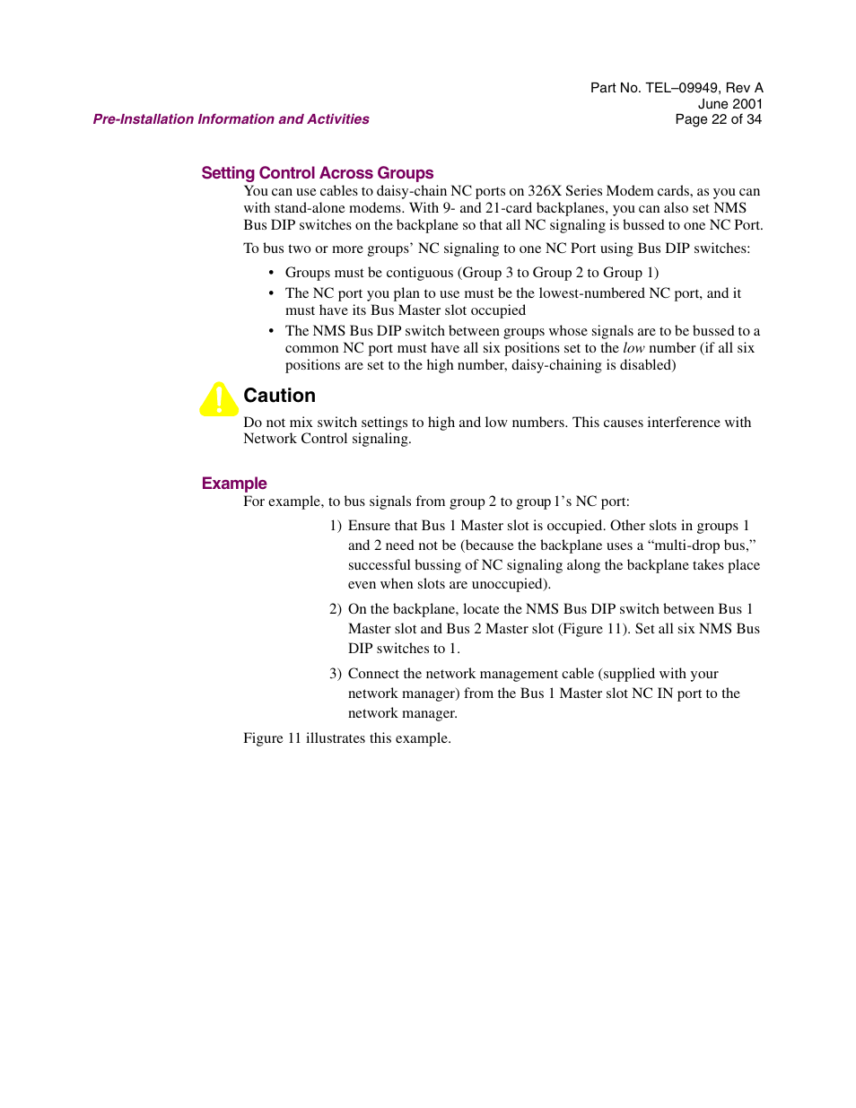 Setting control across groups, Example, Caution | Telenetics Sunrise Series Modular Nest User Manual | Page 22 / 34